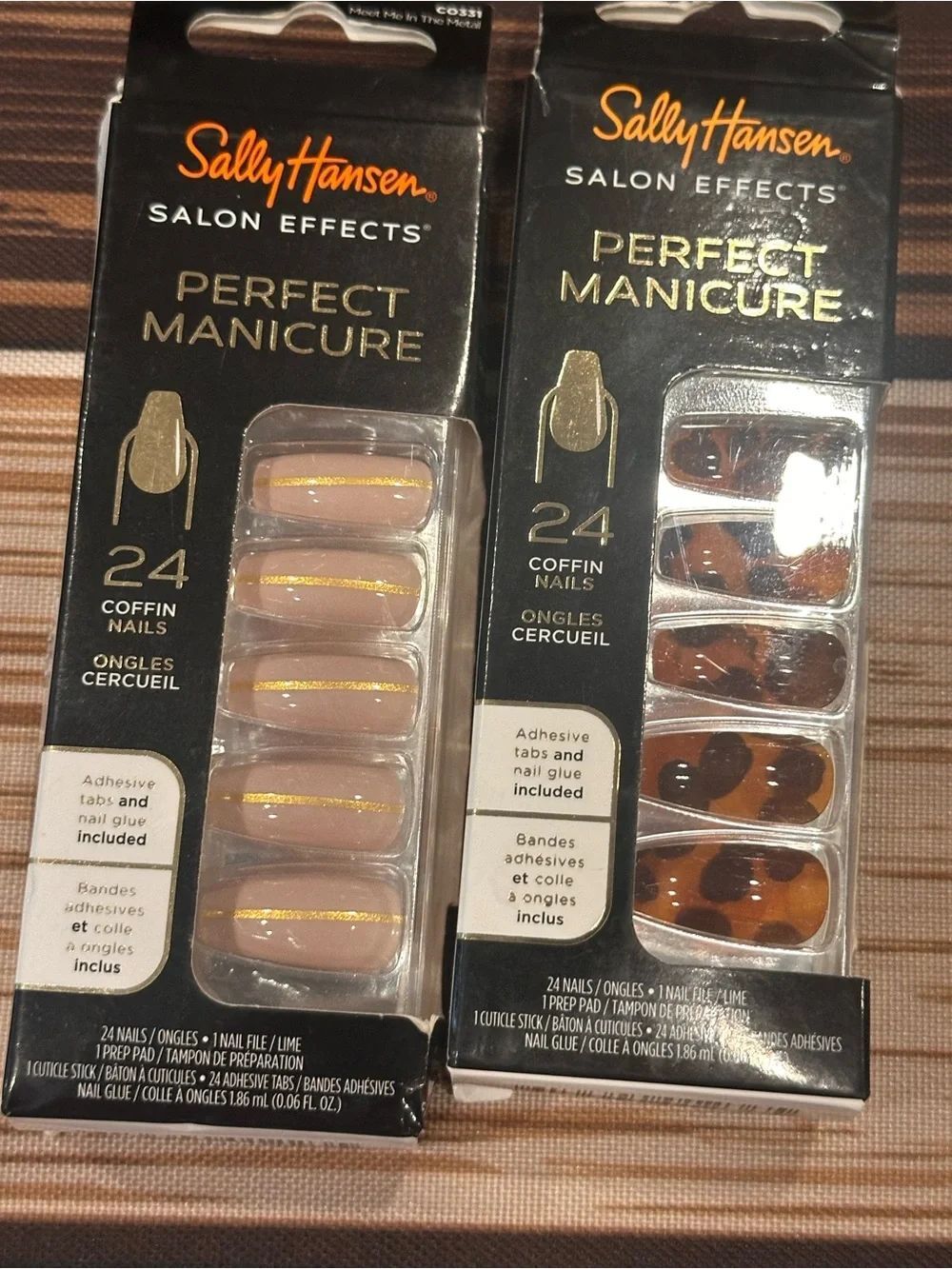 Sally Hansen Perfect Manicure Coffin Nails Bundle-Nude & Leopard